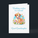 Great Granddaughter Birthday Puppy Dog  Card<br><div class="desc">A birthday card for a great granddaughter who loves a puppy dog. A cute puppy smiling to say birthday wishes. A brown puppy with flowers and butterflies sending birthday wishes.</div>