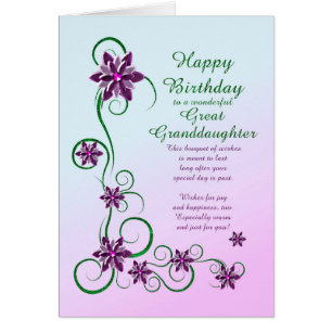 Great Granddaughter Birthday Scrolls and Flowers