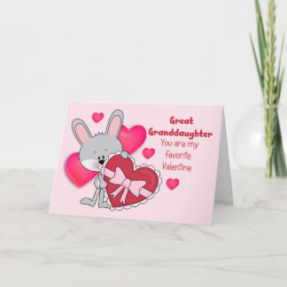 Great Granddaughter Bunny Favorite Valentine Holiday Card