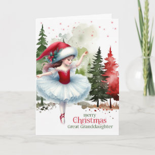 Great Granddaughter Christmas Ballet Winter Forest Holiday Card