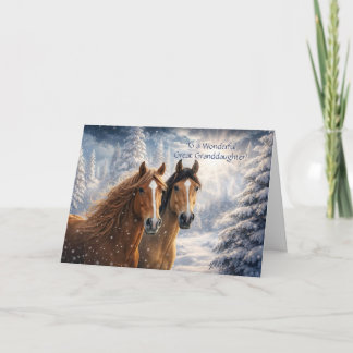 Great Granddaughter Christmas with Horses  Holiday Card