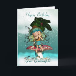 Great Granddaughter, Cute Fantasy Fairy Birthday Card<br><div class="desc">A sweet little fairy elf sat on her mushroom surrounded by butterflies and magic sparkles</div>