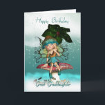 Great Granddaughter, Cute Fantasy Fairy Birthday Card<br><div class="desc">A sweet little fairy elf sat on her mushroom surrounded by butterflies and magic sparkles</div>
