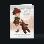 Great Granddaughter Dear Santa Retro Cute Christma Holiday Card<br><div class="desc">Great Granddaughter Dear Santa Retro Cute Christmas Card,  A card created in the retro style with retro colours,  cute little modern girl with her teddy reindeer,  Dear Santa I Tried To Be Good</div>