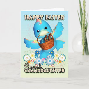 Great Granddaughter Easter Card - Cute Duck With B