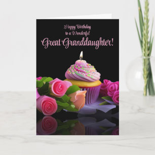 Great Granddaughter Happy Birthday Pretty Cupcake Card