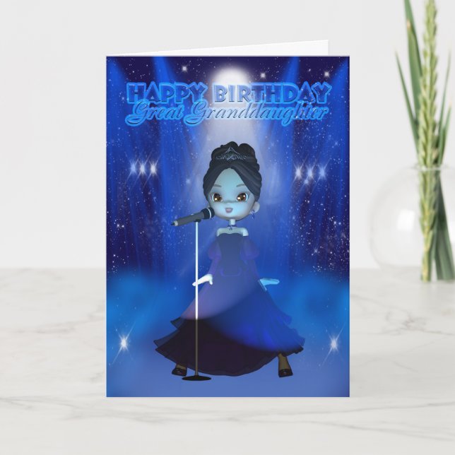 Great Granddaughter Happy Birthday Singing Deva Cu Card (Front)