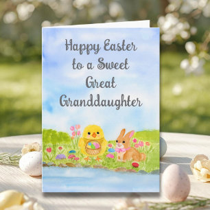 Great Granddaughter Happy Easter Baby Chick  Card