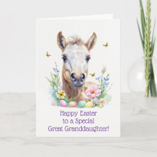 Great Granddaughter Happy Easter Cute Horse Foal Holiday Card