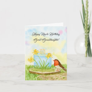 Great Granddaughter Happy March Birthday Daffodils Card