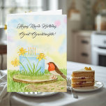 Great Granddaughter Happy March Birthday Daffodils Card<br><div class="desc">This spring-themed birthday card features a daffodil-inspired birthday cake,  the flower of March,  with a robin perched on a wooden cake stand,  creating a cheerful and meaningful design for a great granddaughter’s birthday.</div>