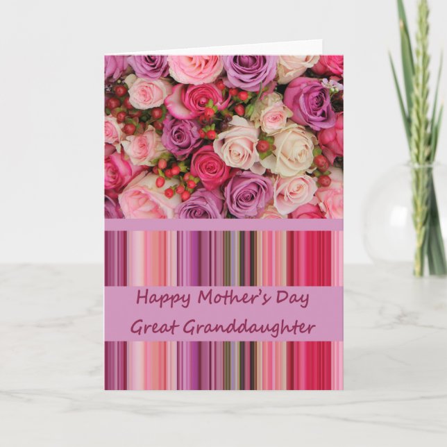 Great Granddaughter   Happy Mother's Day rose card (Front)