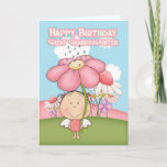 Great Granddaughter Little Garden Fairy Card<br><div class="desc">A sweet little Garden Fairy with her big umbrella pink daisy and lots of little flowers in the background,  a sweet little graphic that will bring a smile to any fairy lovers face. Original Graphics Primsy Doddles@etsy.com</div>