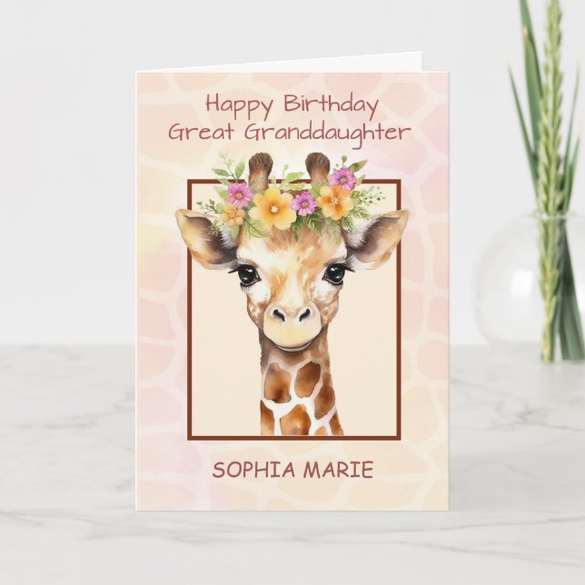 Great Granddaughter Personalize Birthday Safari Card (Front)