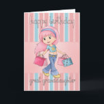 Great Granddaughter Shopping Birthday Card - Cute<br><div class="desc">Great Granddaughter Shopping Birthday Card - Cute Female With Shopping Bags</div>