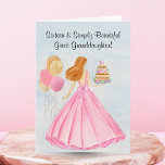 Great Granddaughter Sweet 16 Birthday Cake Girl  Card<br><div class="desc">Turning sixteen is a moment filled with sparkle and possibility. This birthday card captures that feeling with a hand-painted watercolor and pen illustration of a young girl in a flowing pink gown, celebrating with a tiered vanilla cake, roses, and festive balloons. A charming way to mark a great granddaughter's Sweet...</div>