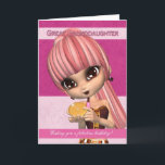 Great Granddaughter Trendy Birthday Girl Greeting Card<br><div class="desc">Cute birthday card with birthday girl,  makeup and compact,  trendy clothing and hair colours</div>