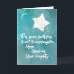 Great Granddaughter Tween or Teen Birthday Night Card<br><div class="desc">Like a star in the night sky. Encourage your great granddaughter to shine brightly as she celebrates her birthday today. Make this day more special with this beautiful birthday card.</div>