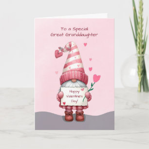 Great Granddaughter Valentines Day Gnome Card
