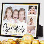 Great Grandkids Make Life Grand 4 Photo Collage Plaque<br><div class="desc">A modern photo collage gift for grandparents with a sentimental quote "Grandkids make life grand".Personalize with 4 pictures and grandchildren names to make it a memorable gift for Christmas mother's day, grandparents's day,  and birthday..</div>