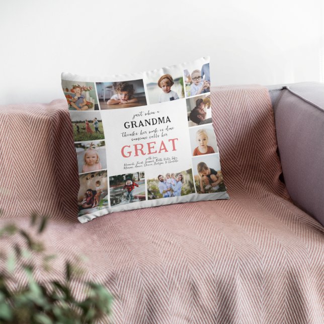Great Grandma | 12 Photo Family Throw Pillow (Creator Uploaded)
