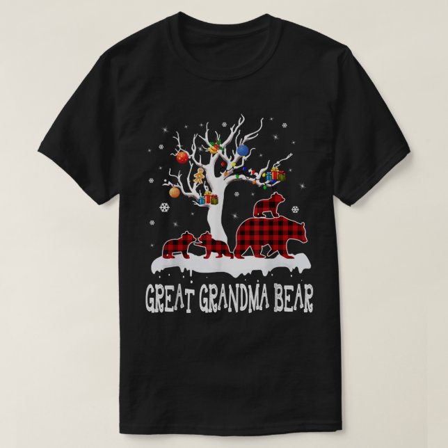 Great Grandma Bear Christmas Pajama Red Plaid Buff T-Shirt (Design Front)