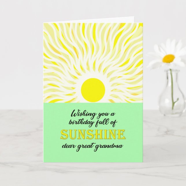 Great Grandma Birthday Bright Sunshine Card (Small Plant)
