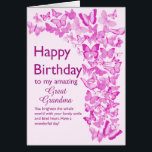 Great Grandma Birthday Butterflies<br><div class="desc">A flurry of pink butterflies fills this birthday card for a great grandma with joy. A crowd of butterflies soaring upwards to tell your great grandma how wonderful she is. She is sure to love the sentiment in this heartfelt message.</div>