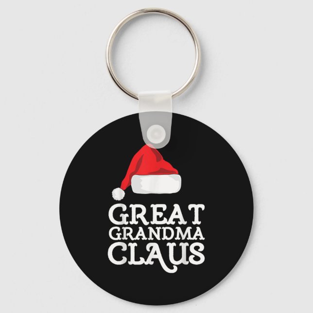 Great Grandma Claus Christmas Santa's Hat Pajama F Keychain (Front)