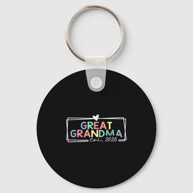 Great Grandma Est 2026 Promoted To Great Grandma  Keychain (Front)