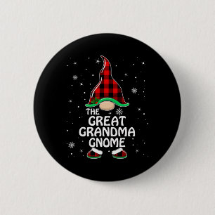 Great Grandma Gnome Buffalo Plaid Matching Family  2 Inch Round Button