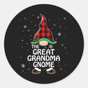 Great Grandma Gnome Buffalo Plaid Matching Family Classic Round Sticker
