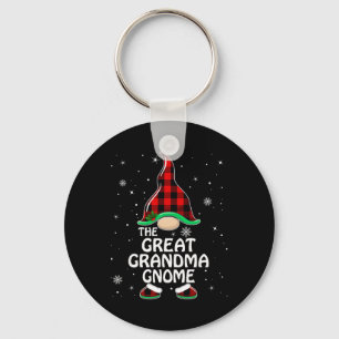 Great Grandma Gnome Buffalo Plaid Matching Family  Keychain