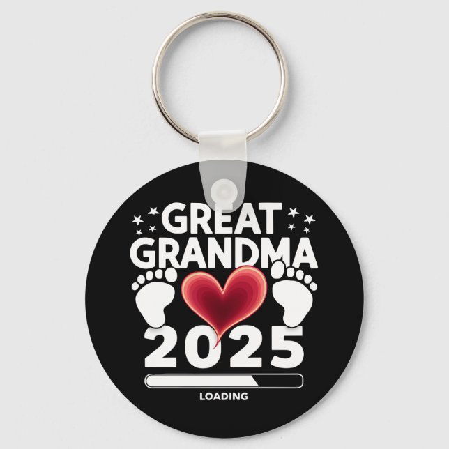 Great grandma Loading 2025 Pregnancy Announcement Keychain (Front)