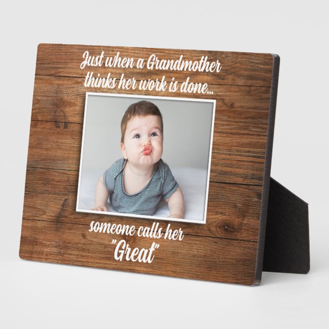 Great Grandma Modern Wood Elegant Grandkids Photo Plaque (Side)