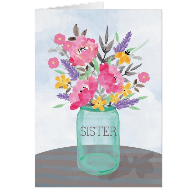 Great Grandma Mother's Day Mason Jar Vase Flowers (Front)