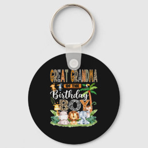 Great Grandma Of The Birthday Boy Jungle Safari An Keychain