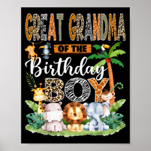 Great Grandma Of The Birthday Boy Jungle Safari An Poster