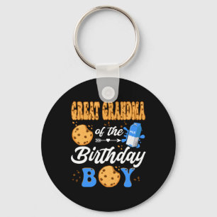 Great Grandma Of The Birthday Boy Milk Cookies 1st Keychain