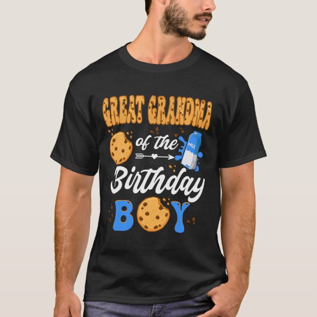 Great Grandma Of The Birthday Boy Milk Cookies 1st T-Shirt (Front)