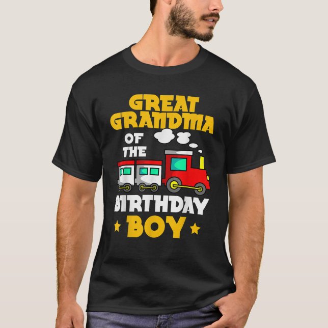 Great Grandma Of The Birthday Boy Train Bday Famil T-Shirt (Front)
