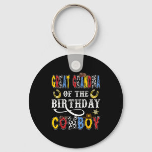 Great Grandma Of The Birthday Cowboy Western Rodeo Keychain