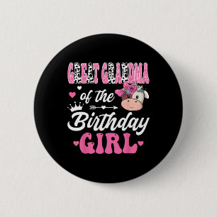 Great Grandma Of The Birthday Girl Farm Cow 1st Bd 2 Inch Round Button