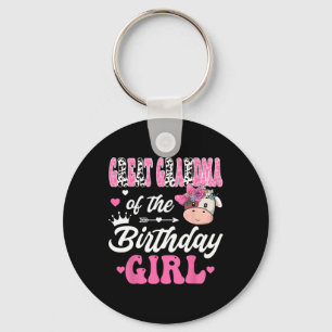Great Grandma Of The Birthday Girl Farm Cow 1st Bd Keychain