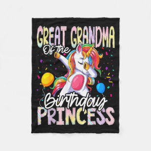 Great Grandma Of The Birthday Princess Dabbing Uni Fleece Blanket