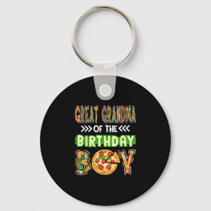 Great grandma of the boy birthday boy pizza lover keychain