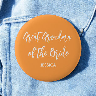 Great Grandma of the Bride Orange Wedding 2 Inch Round Button