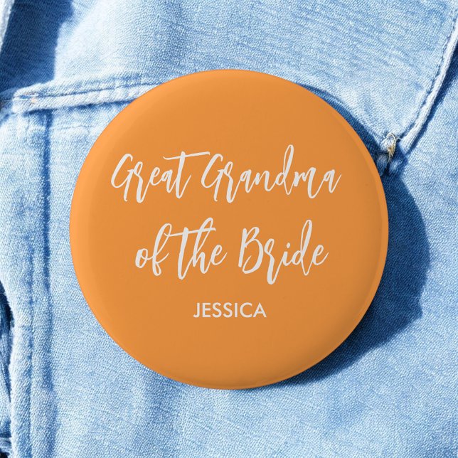 Great Grandma of the Bride Orange Wedding 2 Inch Round Button (Creator Uploaded)