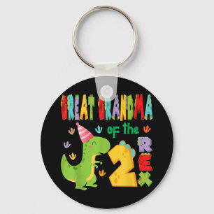 Great Grandma Of The Two Rex 2nd Birthday Boy Dino Keychain