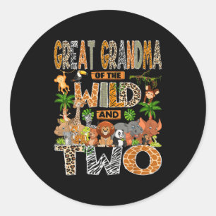 Great grandma of the wild two 2nd birthday boy classic round sticker